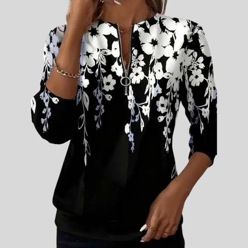 Marjolijn | Bloemenprint Top met Rits