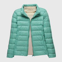 Turquoise met staande kraag