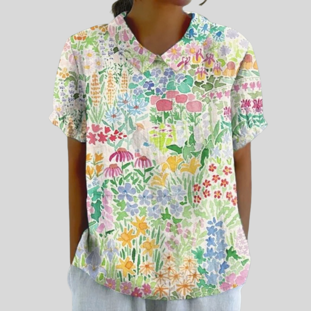 Marjan | Bloemrijke Blouse met Kraag