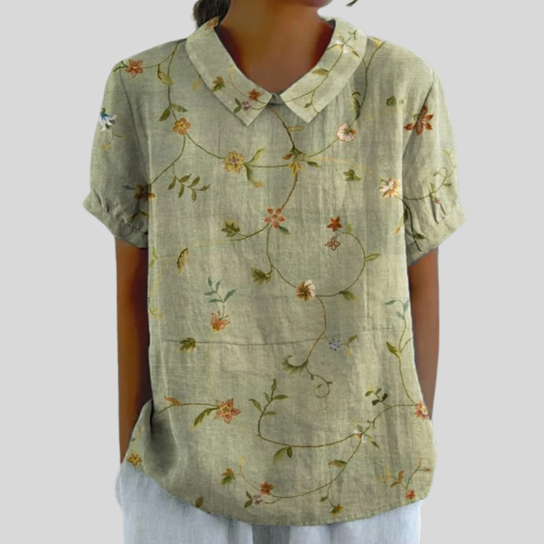 Berber | Bloemrijke Blouse met Kraag