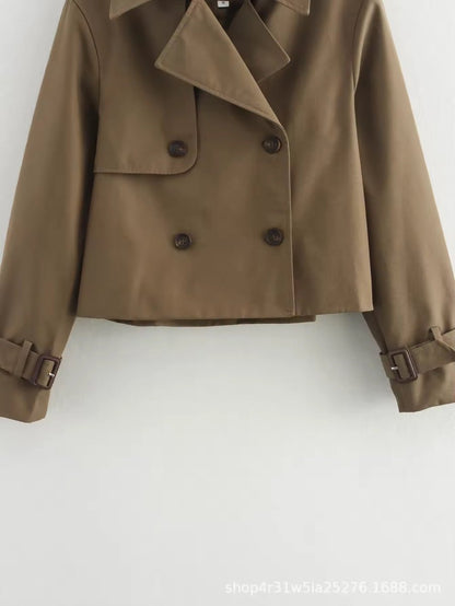 Jantien | Korte Dubbelrijige Trenchcoat
