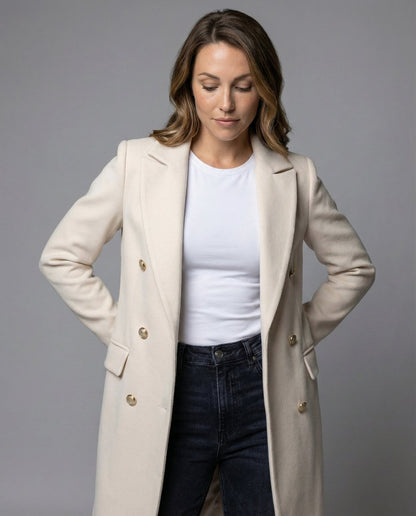 Silke | Elegante Dubbelrijige Lange Jas