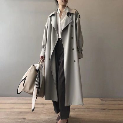 Ria | Tijdloze Dubbelrij Lange Trenchcoat