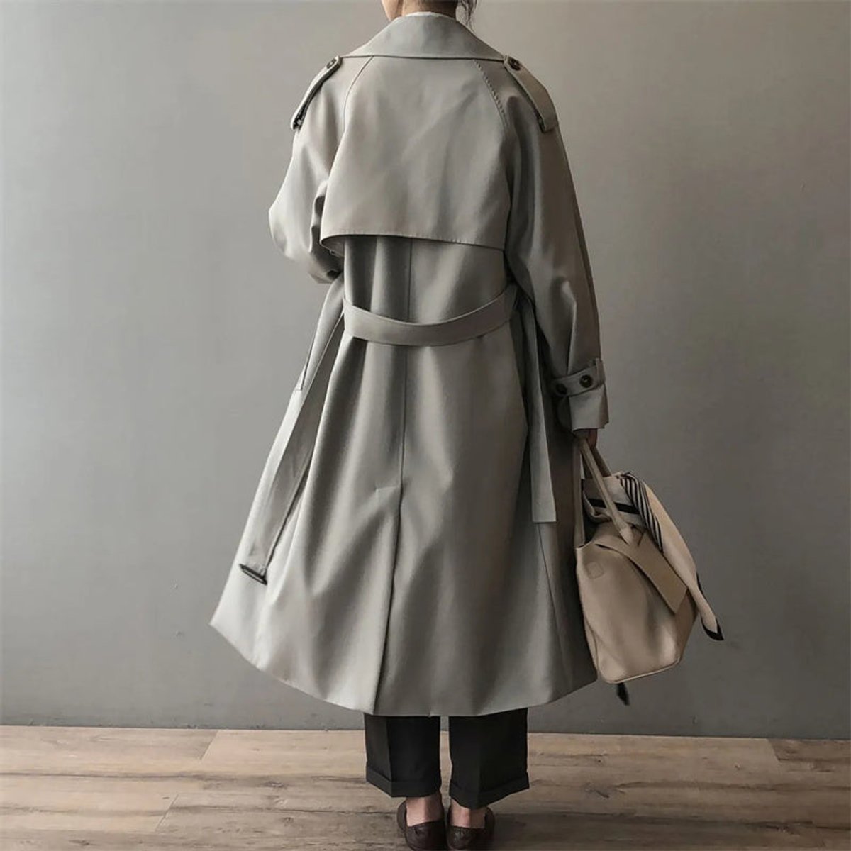 Ria | Tijdloze Dubbelrij Lange Trenchcoat