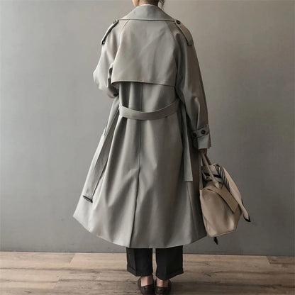 Ria | Tijdloze Dubbelrij Lange Trenchcoat