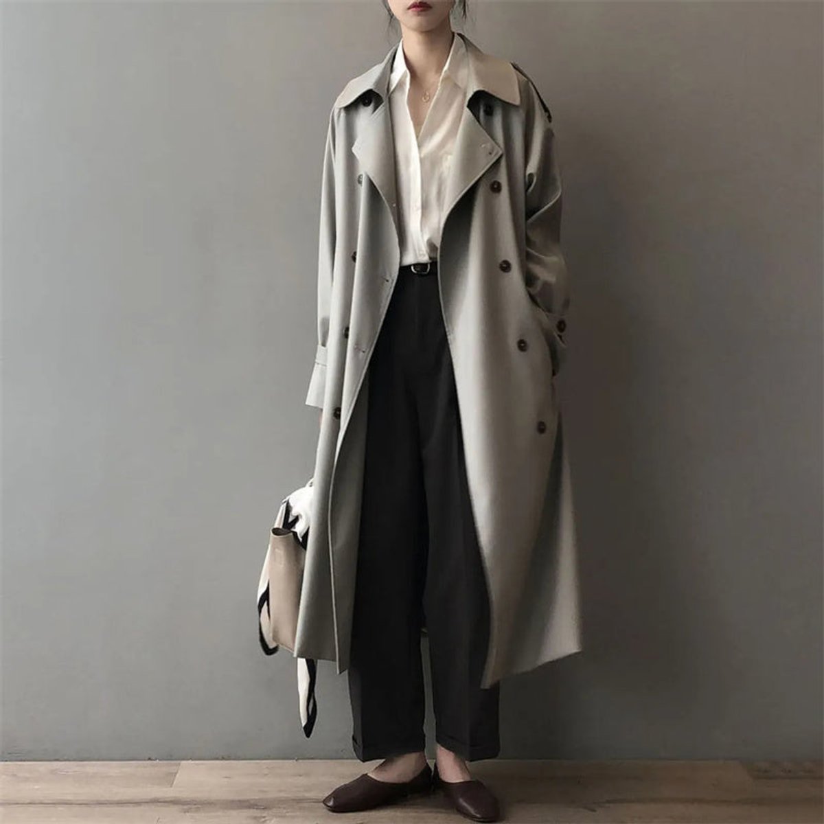 Ria | Tijdloze Dubbelrij Lange Trenchcoat