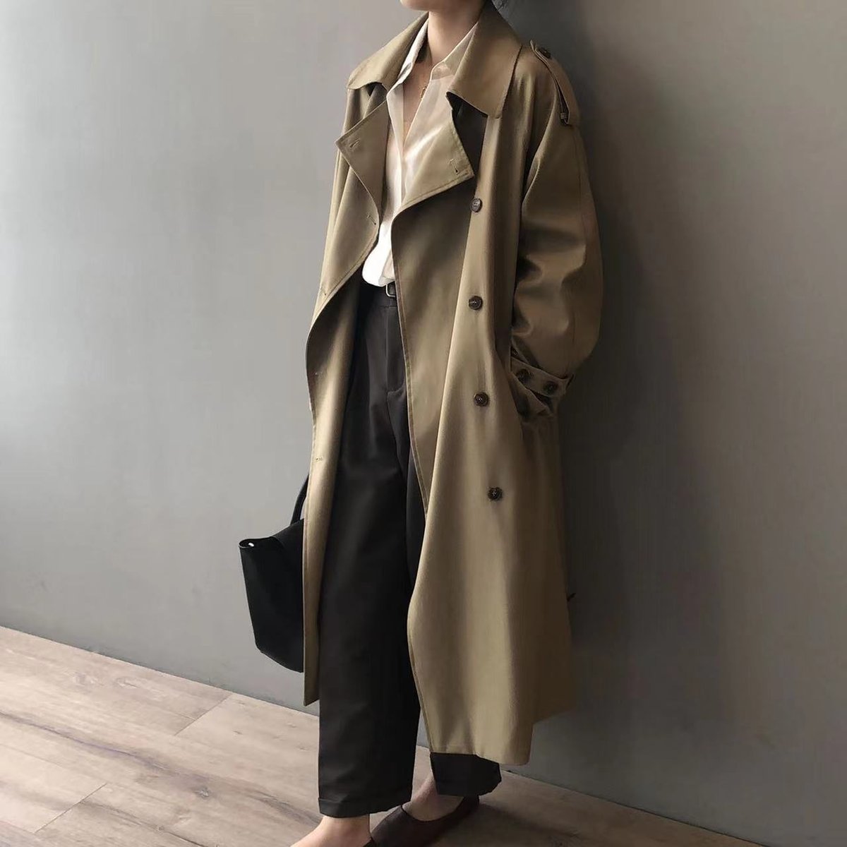 Ria | Tijdloze Dubbelrij Lange Trenchcoat