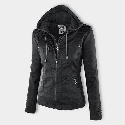 Cornelie | Stijlvol Bikerjack met Afneembare Capuchon