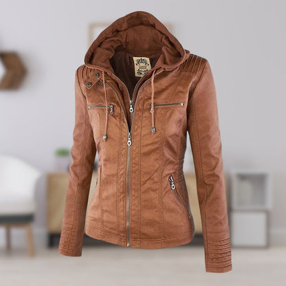 Cornelie | Stijlvol Bikerjack met Afneembare Capuchon