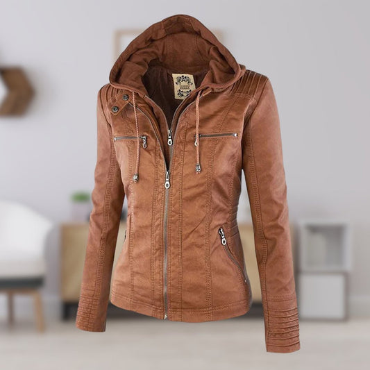 Cornelie | Stijlvol Bikerjack met Afneembare Capuchon