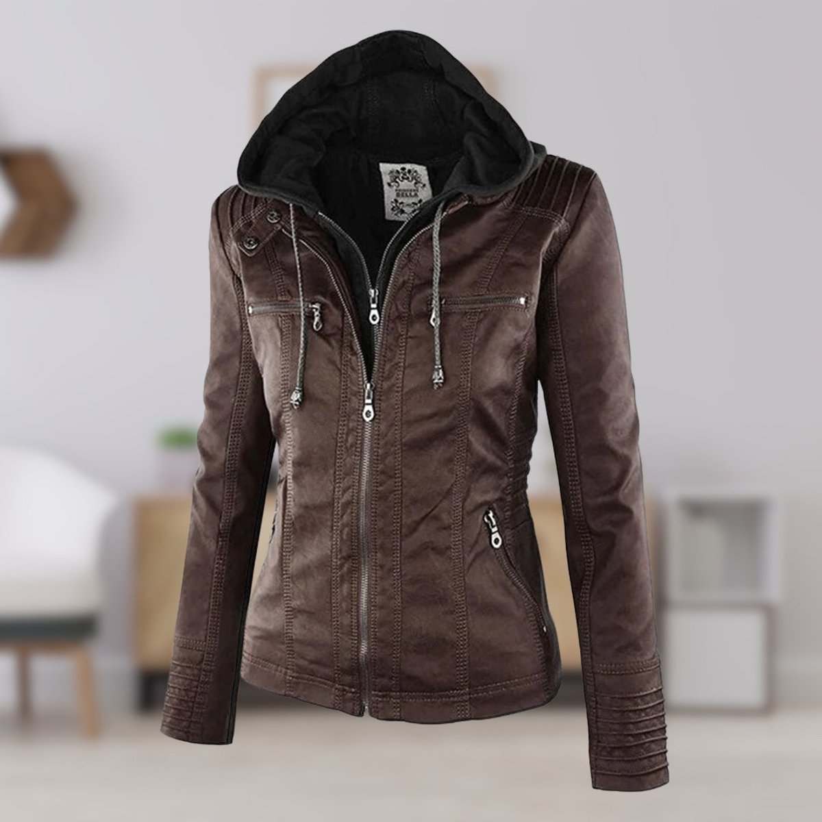 Cornelie | Stijlvol Bikerjack met Afneembare Capuchon