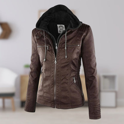Cornelie | Stijlvol Bikerjack met Afneembare Capuchon