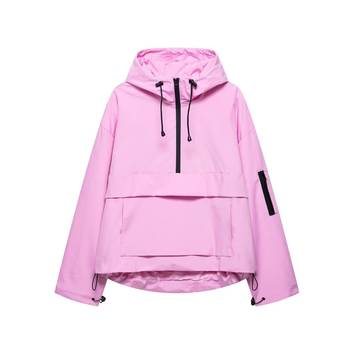 Nadine | Sportieve Anorak met Capuchon en Halve Rits