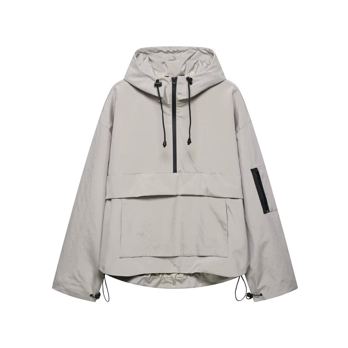 Nadine | Sportieve Anorak met Capuchon en Halve Rits