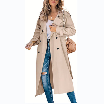 Sanneke | Verfijnde Lange Trenchcoat met Ceintuur