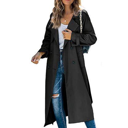 Sanneke | Verfijnde Lange Trenchcoat met Ceintuur